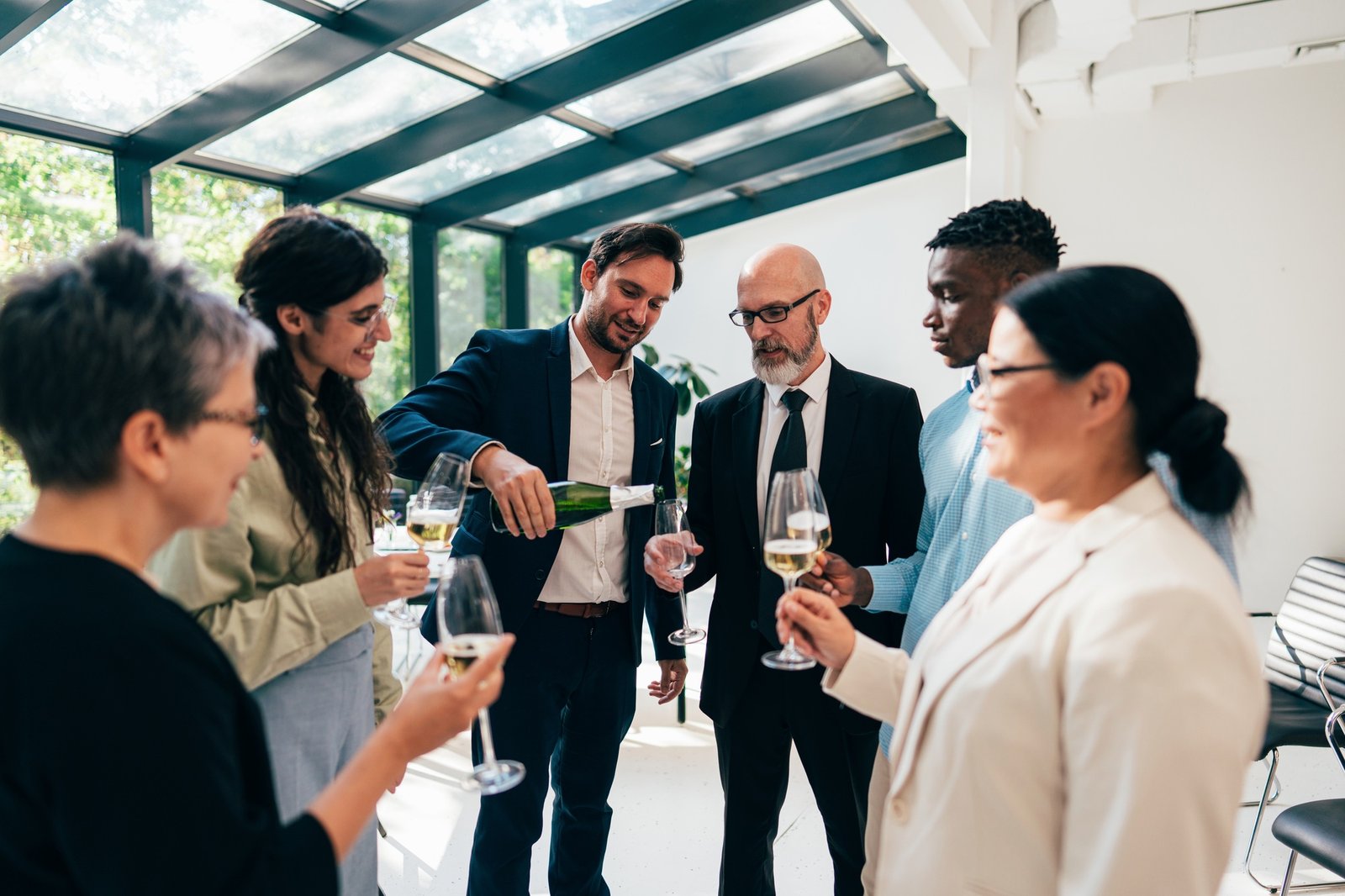 Businessmen and businesswomen making a corporate party